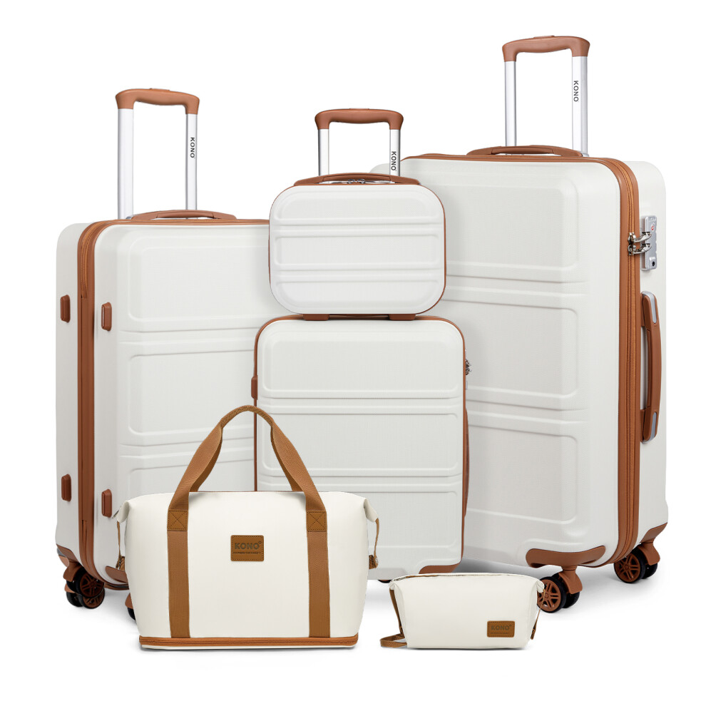 KONO Cream Travel Set 4-Piece Hardshell Suitcases And 2-Piece Duffel Bags