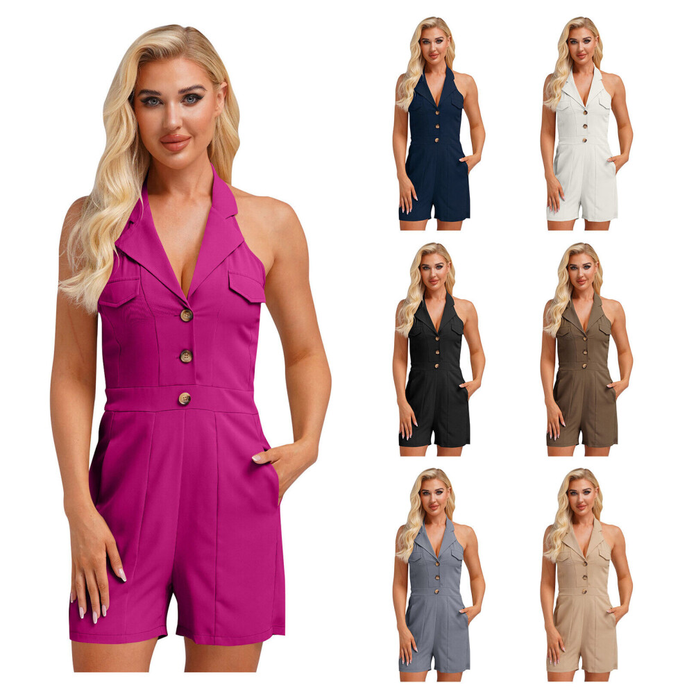 (Black #1, M) Women's Bodysuit Wedding Jumpsuit Solid Color Rompers Party Streetwear Halter-image-OPC-PH5TW57-NEW