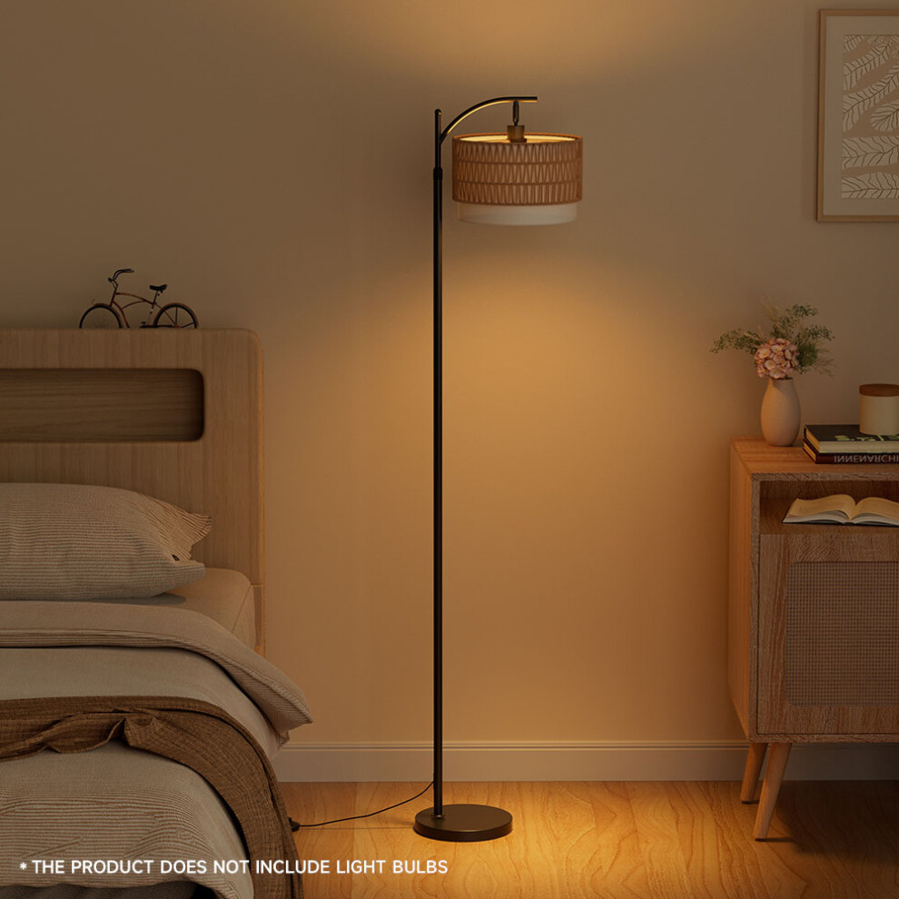 Rattan Fabric Lampshade E27 Floor Lamp