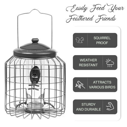 Squirrel Proof Hanging Bird Seed Feeder Heavy Duty Garden Wild Birds 1