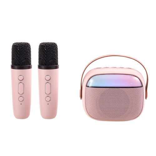Living And Home Portable Karaoke Speaker Set with RGB Light, Pink 2