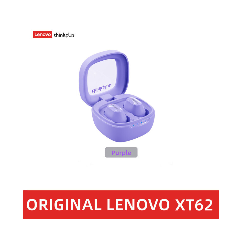 (Xt62 ) Lenovo Xt62 Earphone Bluetooth 5.3 Wireless Earbuds Low Latency Headphones Mini Hifi Sport Headset With Mic Hd Call Purple 6935462456055