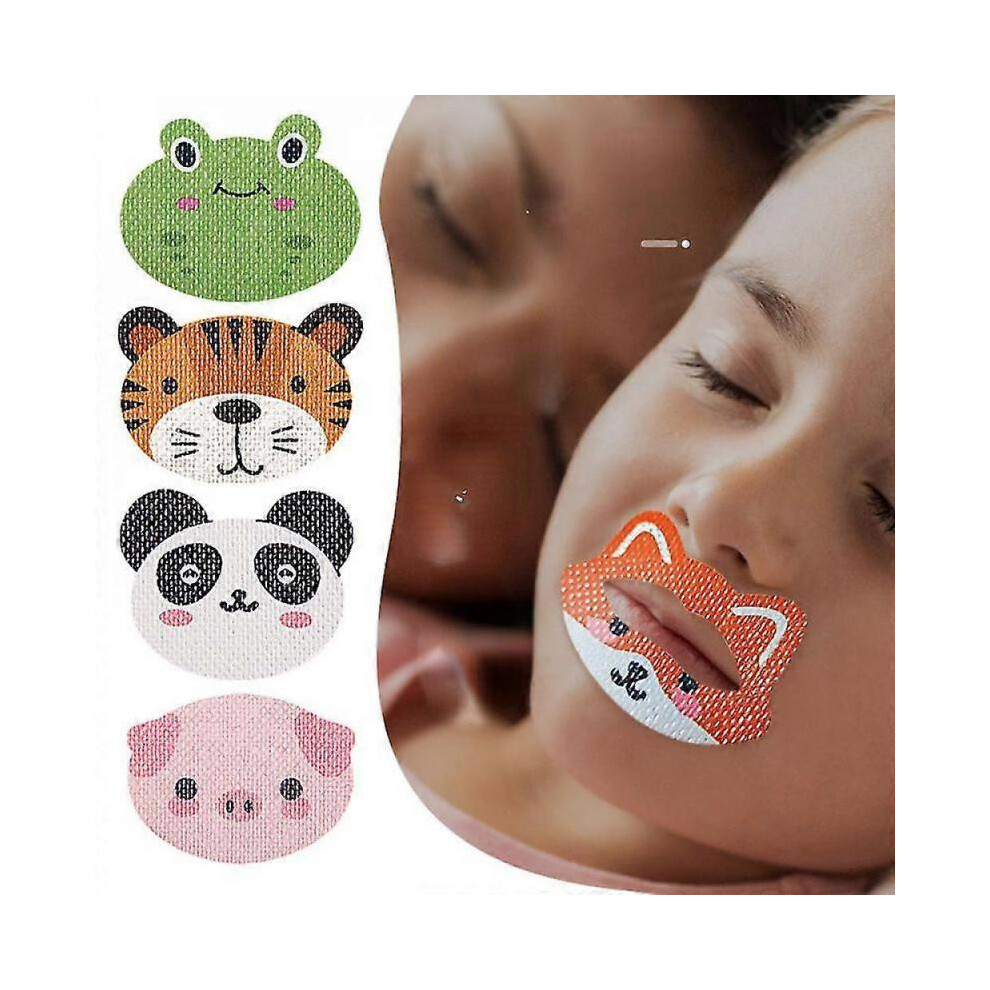 (30Pcs tiger) Kids Cartoon Sealing Stickers Orthopedic Breathing Sleep Strips,mouth Tape For Sleeping,antisnoring Patch For Less Mouth Breath 30 Pcs U