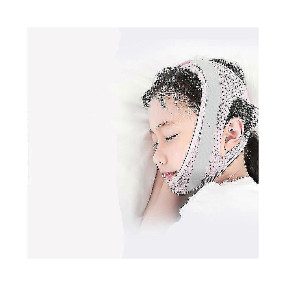 (Pink) Children's Sleep Anti-open Mouth V-face Bandage Mouth Breathing Correction Belt - shang jue