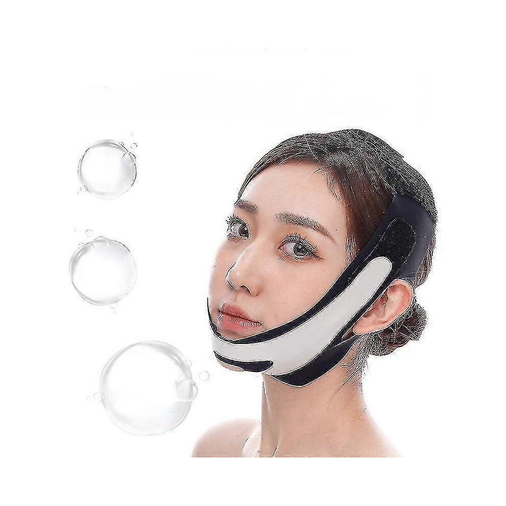 (Black) Reusable Chin Strap, Double Chin Reducer, Adjustable High Elasticity Chin Mask, Breathable Face Lifting Strap
