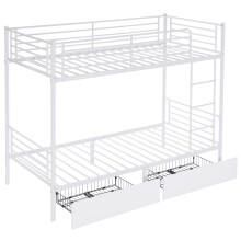 Heavy Duty Metal Bunk Bed w/ 2 Storage Drawers & Guard Rail & Ladder