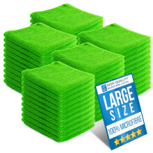 50x Microfibre Cleaning Cloths 40x40cm Drying Window Car Kitchen Green