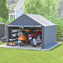 (10X10FT) BIRCHTREE Garden Storage Tent Shed Steel Frame Waterproof