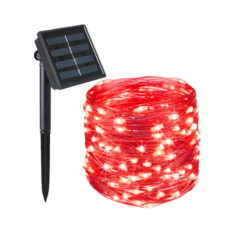 (Red, 22 meters 200 LEDs) 7/ 12 / 22 / 32 meters  Solar Power String Fairy Lights 8 Twinkle Modes Waterproof Outdoor Garland Garden Decoration Lamp-image-OPC-PH5VSQN-NEW