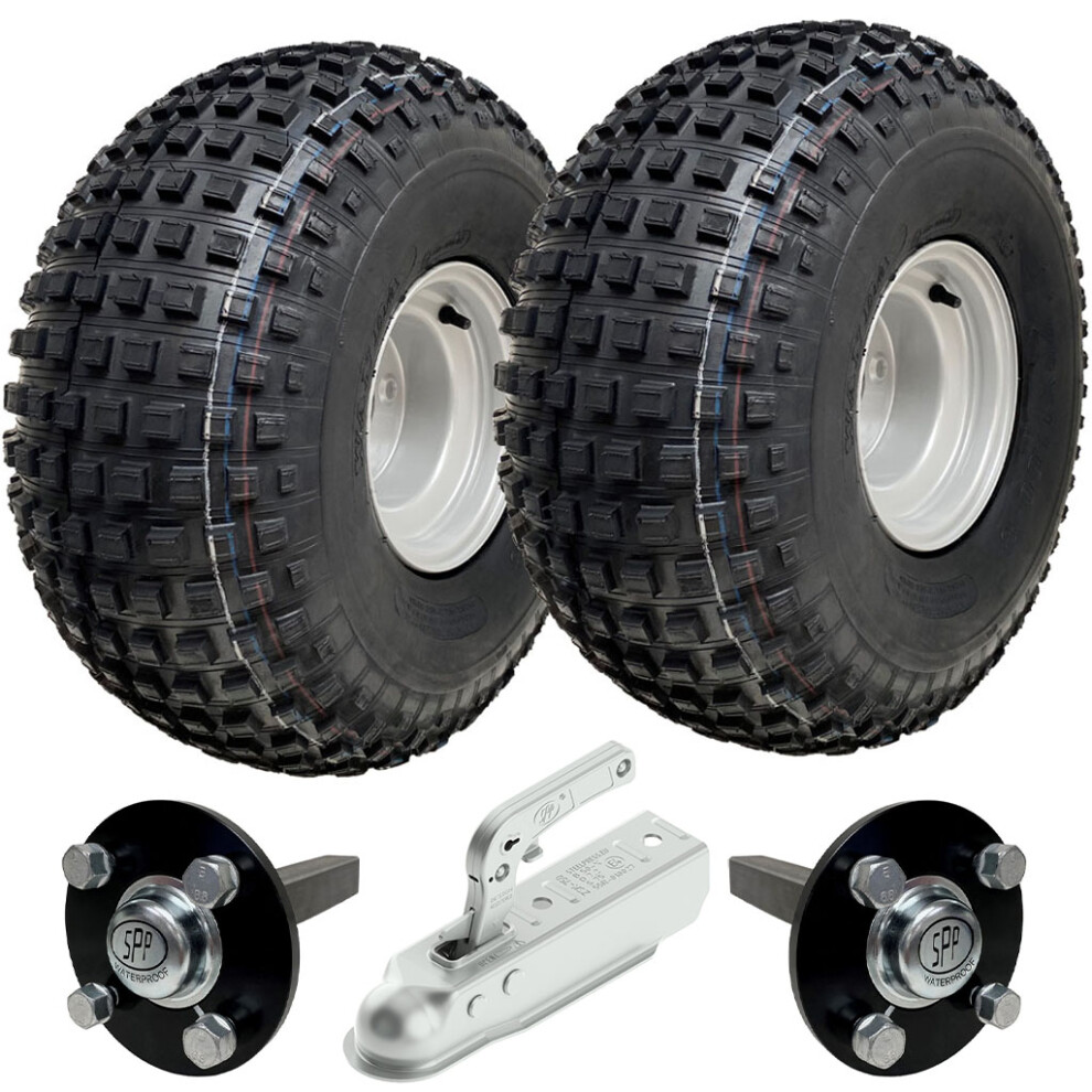 22x11.00-8 Knobby ATV Quad Trailer Kit Wheels Axles Hitch Load Capacity 310kgs