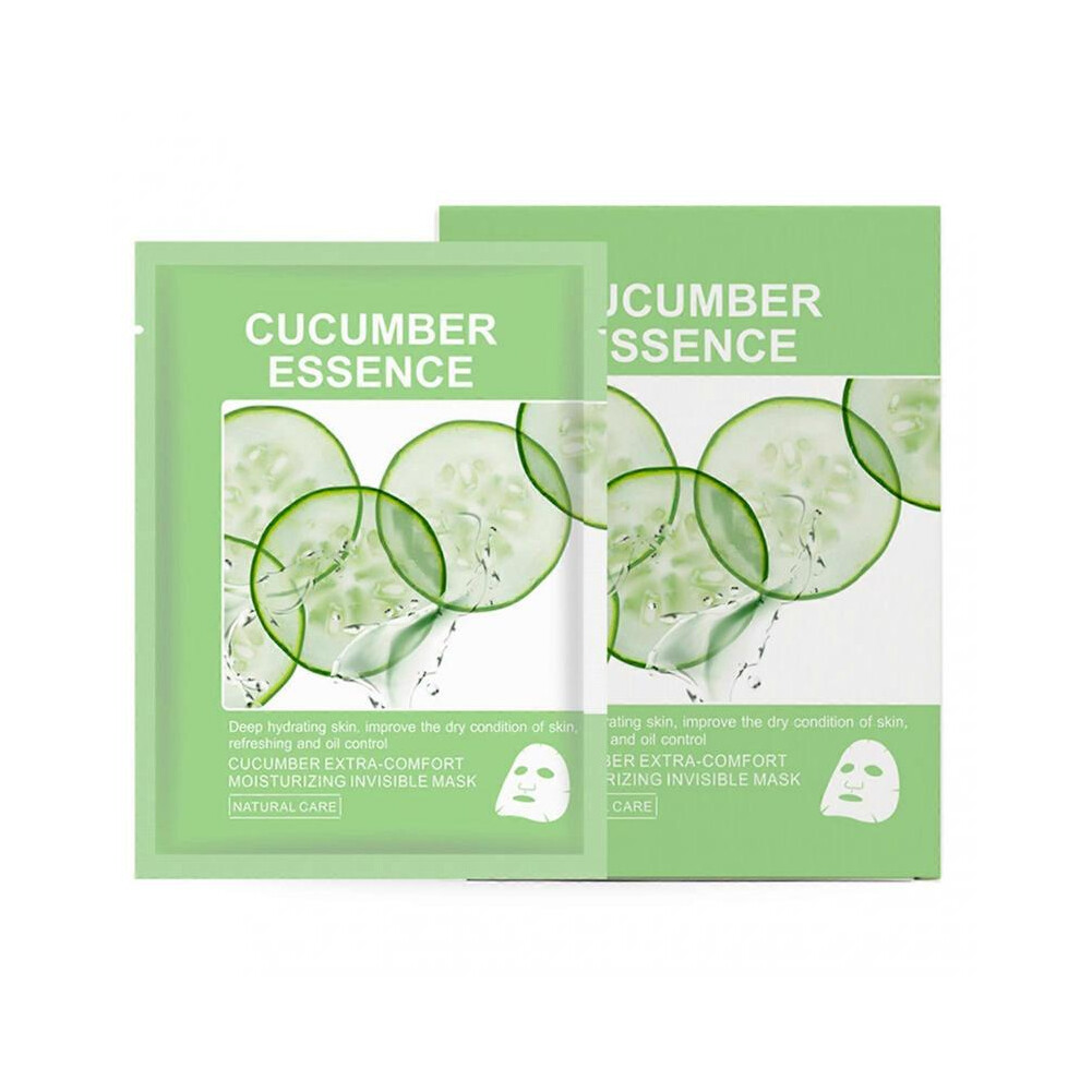 (1box) 5pcs Soothing Cucumber Face Mask for Sensitive Skin Deep Hydrating Refreshing Face Mask for Women