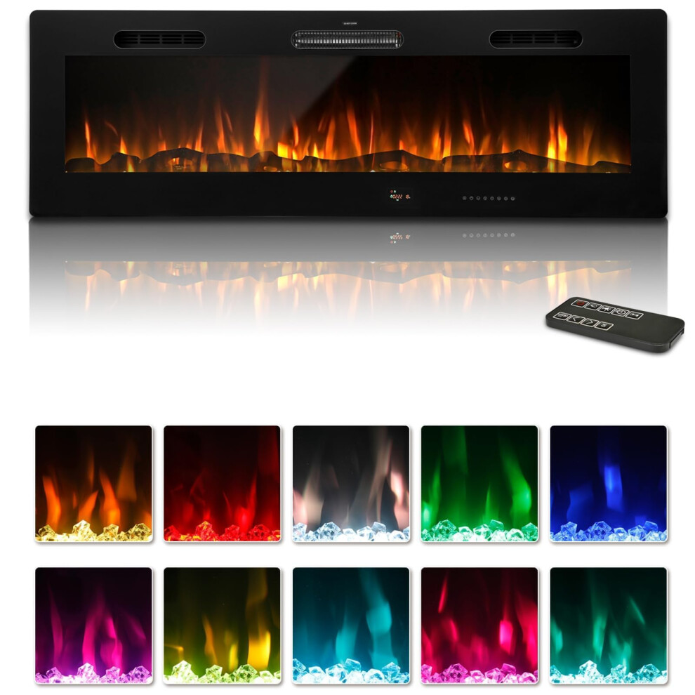 (152 cm) YODOLLA Recessed Wall Mounted Electric Fireplace