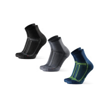 DANISH ENDURANCE Lot de 3 paires de chaussettes de course longue distance pour homme et femme Multicolore (1 x noir/gris, 1 x bleu/jaune, 1 x gris/noi