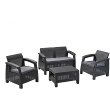 Keter Corfu 4-Seater Rattan Sofa Set with Table