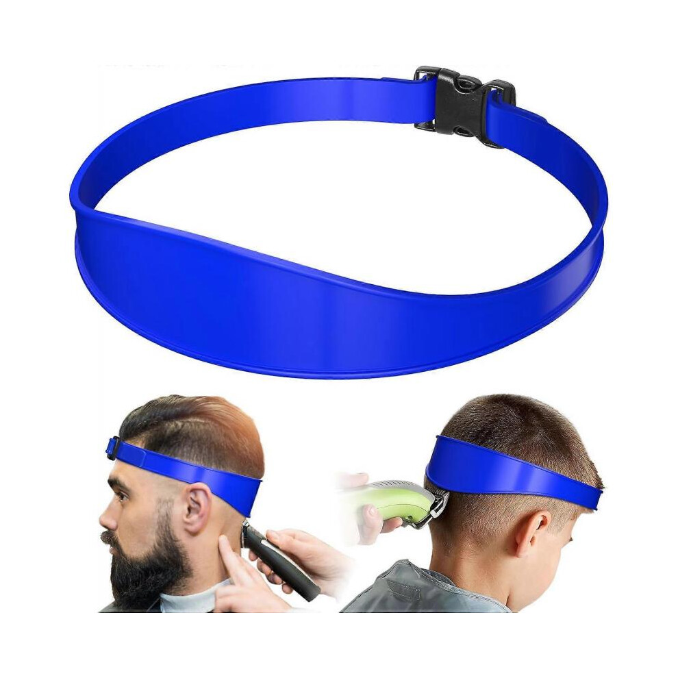 (blue) Neckline Shaving Template Hair Trimming Guide, Adjustable Neckline Contour Shaving Template and Hair Trim Aid, DIY Self Haircut Band