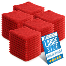 50x Microfibre Cleaning Cloths 40x40 cm Drying Window Car Kitchen Red