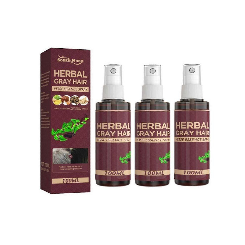 Gray (3Pcs) 1-3X Herbal Hair Care Spray, Polygonum Multiflorum And Herb Extract, Strengthens Hair, Moisturizes Hair