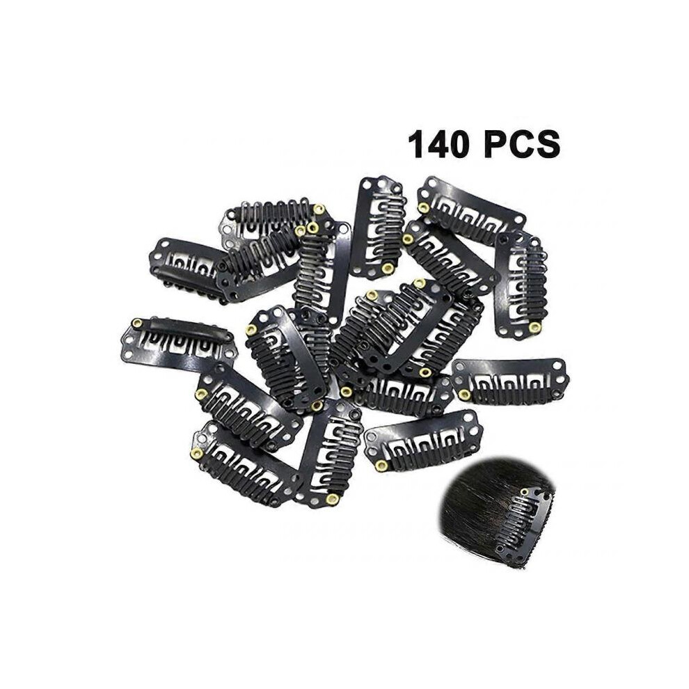 Unisex Black 140 Piece Clips Wigs Clips U Shape Snap Clips Iron Metal Replacement Hair Clips Comb Clips For Extensions Wigs