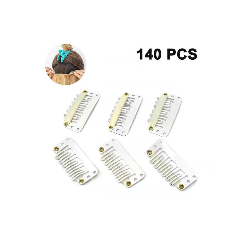 140 Piece Clips Wigs Clips U Shape Snap Clips Iron Metal Replacement Hair Clips Comb Clips for Extensions Wigs-Beige