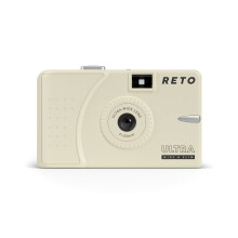 RETO Ultra Wide and Slim 35mm Reusable Daylight Film Camera - 22mm Wide Lens Focus Free Light Weight Easy to Use (Cream)