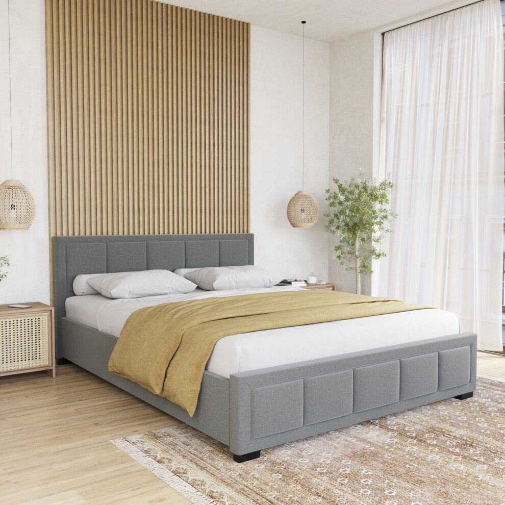 (King Size, Light Grey) Vida Designs Vanita Modern Fabric Bed UKFR