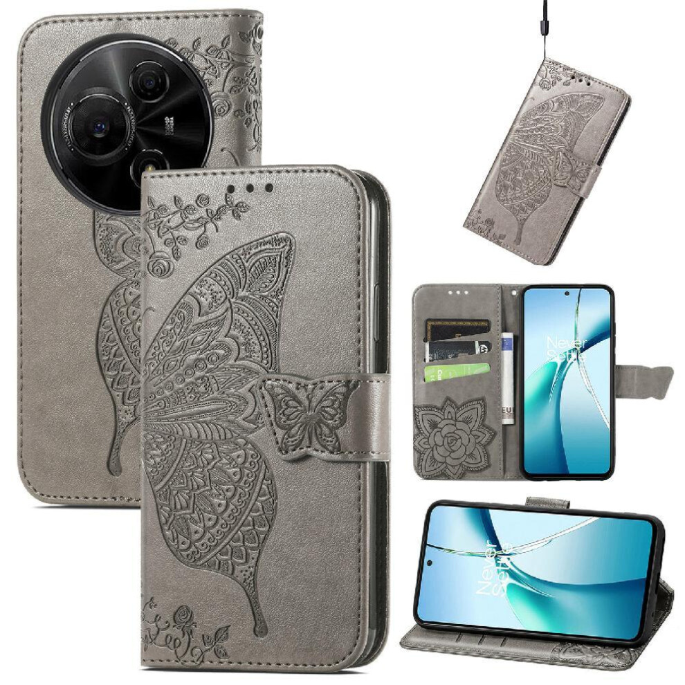 ( ) Flip Case For Tcl 60 Nxtpaper 4G Butterfly Wing Multi-Color Business Wallet Gray 764563478033