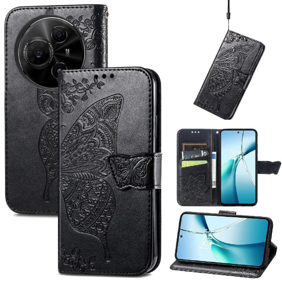 (Black) Flip Case For Tcl 60 Nxtpaper 4G Butterfly Wing Multi-Color Business Wallet Black 764563477999