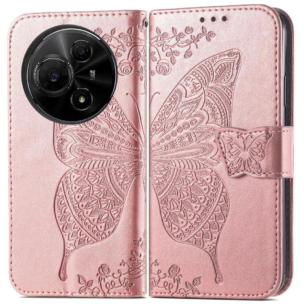 (Rose ) Flip Case For Tcl 60 Nxtpaper 4G Butterfly Wing Multi-Color Business Wallet Gold 764563478057