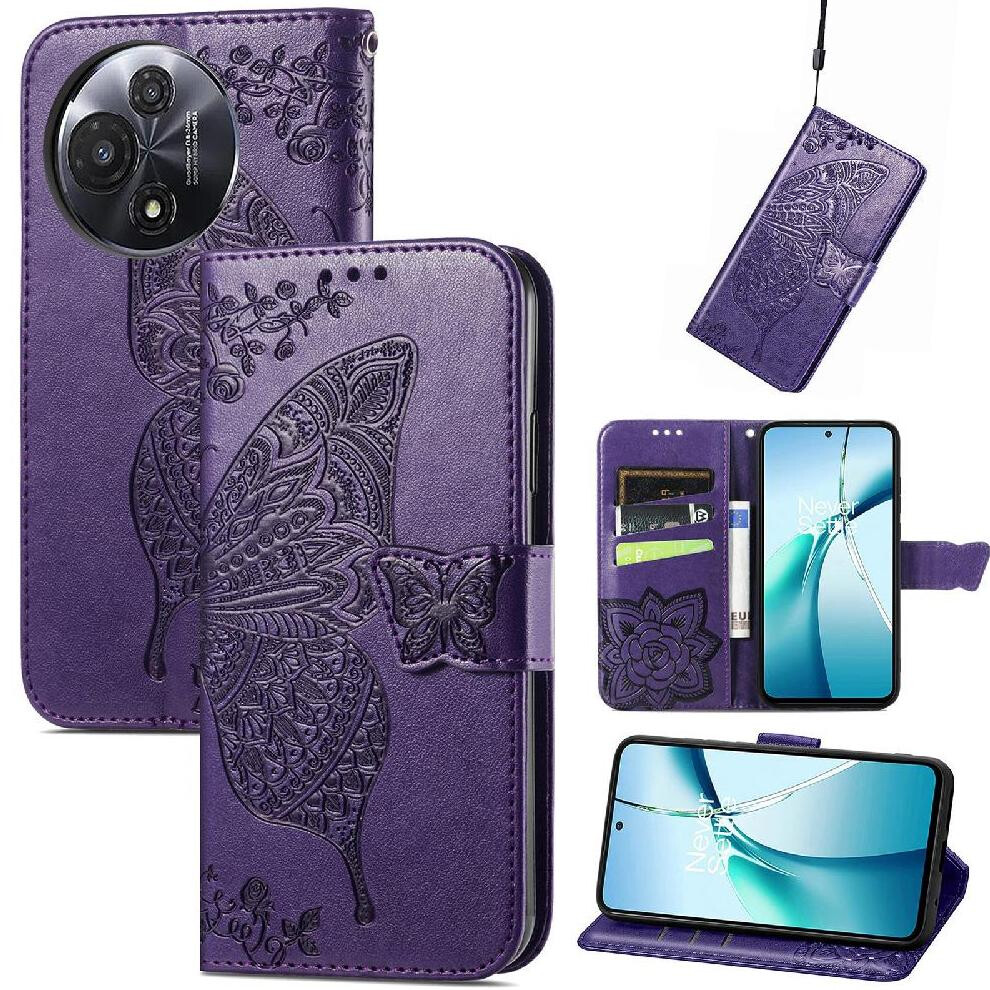 ( Violet) Flip Case For Tcl 60 Business Wallet Multi-Color Butterfly Wing Dark 764563478194