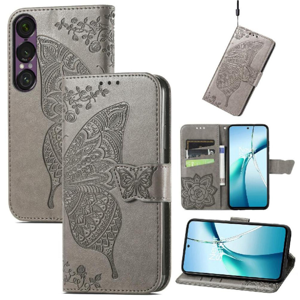 ( ) Flip Case For Sony Xperia 1 Vii Multi-Color Wallet Wing Business Butterfly Gray 764563478293