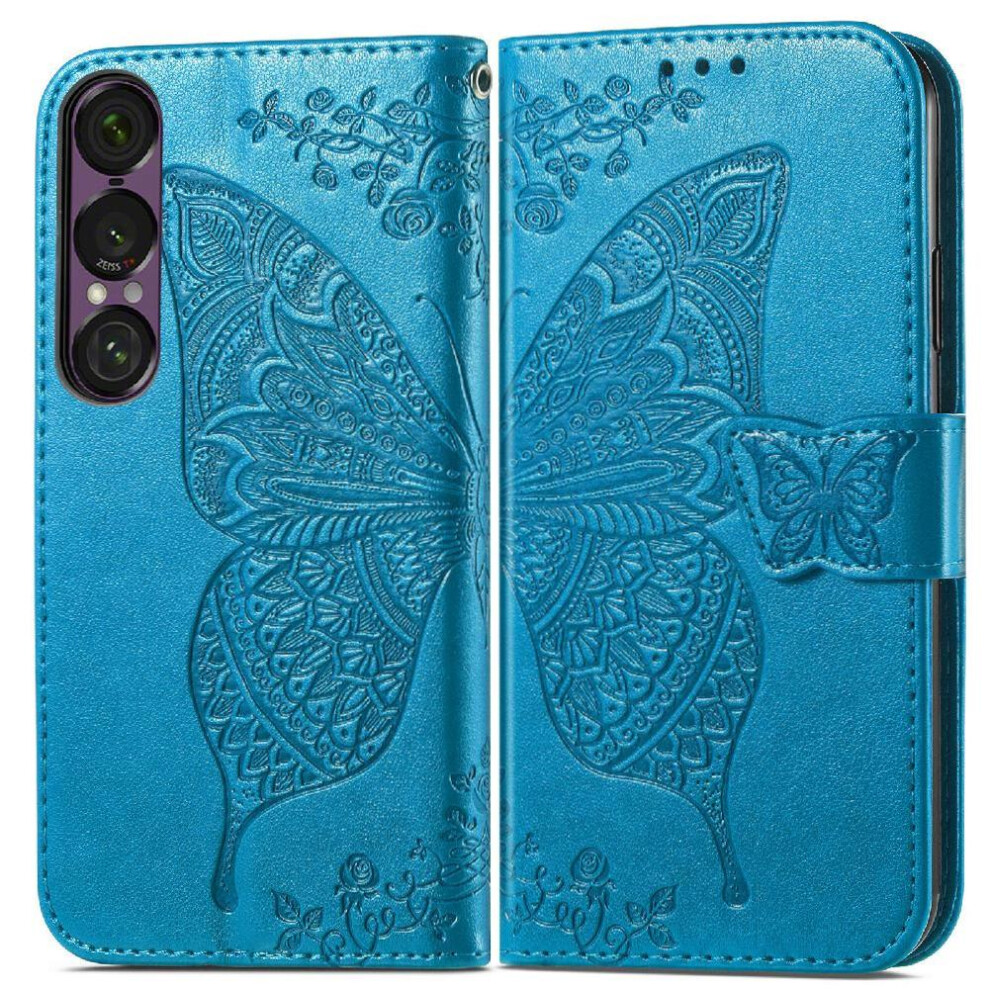 (Blue) Flip Case For Sony Xperia 1 Vii Multi-Color Wallet Wing Business Butterfly Blue 764563478286