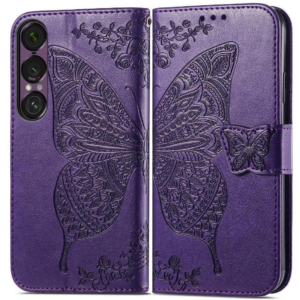( Violet) Flip Case For Sony Xperia 1 Vii Multi-Color Wallet Wing Business Butterfly Dark 764563478262