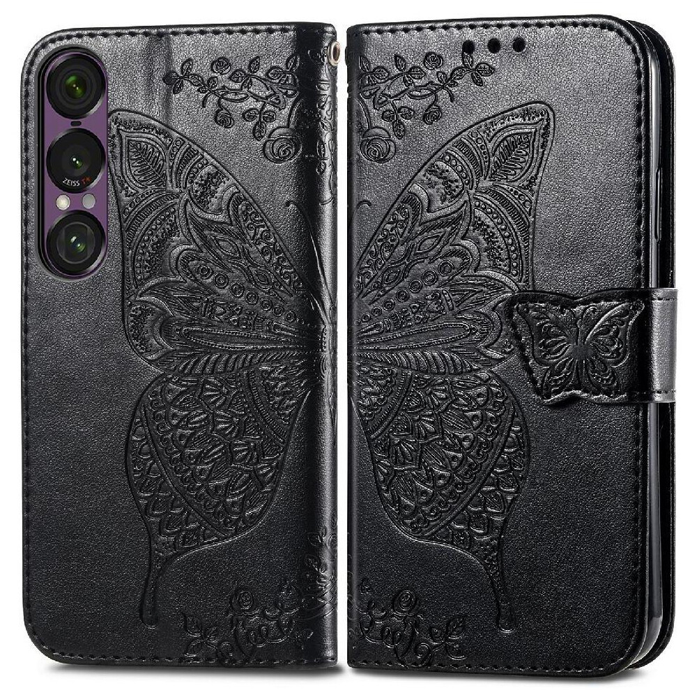 (Black) Flip Case For Sony Xperia 1 Vii Multi-Color Wallet Wing Business Butterfly Black 764563478255