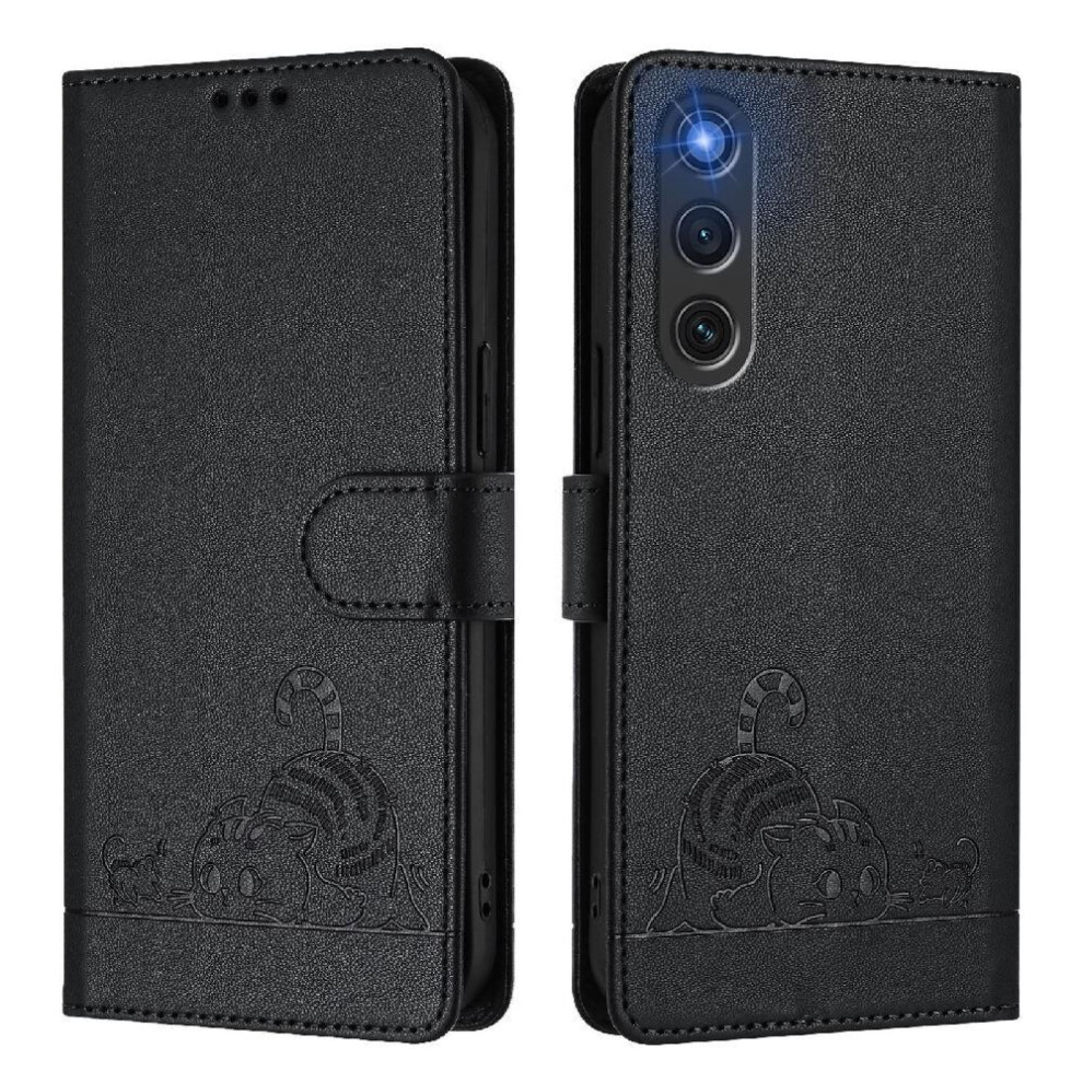 (Black) Case For Zte Nubia Redmagic 10 Air Card Slot Holder Kickstand Wallet Flip Cover Cat Rfid Black 764563478958
