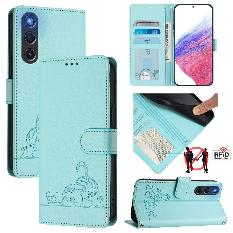 (Green) Case For Zte Nubia Redmagic 10 Air Card Slot Holder Kickstand Wallet Flip Cover Cat Rfid Green 764563478934