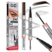 (Dark brown) Magic Eyebrow Pencil, 3D Micro Waterproof Eyebrow Pencil, Microblading Eyebrow Pencil with 4 Fork Tips, Creates Natural Eyebrows
