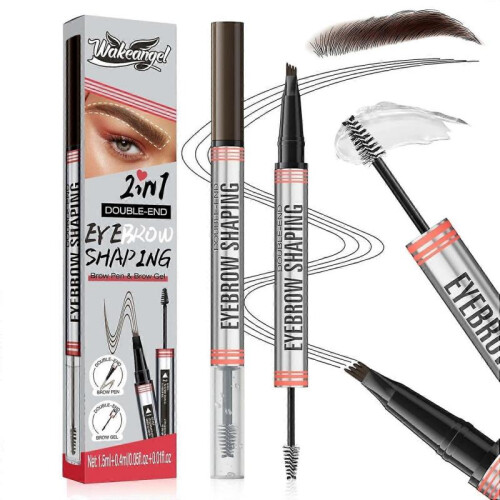 (Dark brown) Magic Eyebrow Pencil, 3D Micro Waterproof Eyebrow Pencil, Microblading Eyebrow Pencil with 4 Fork Tips, Creates Natural Eyebrows
