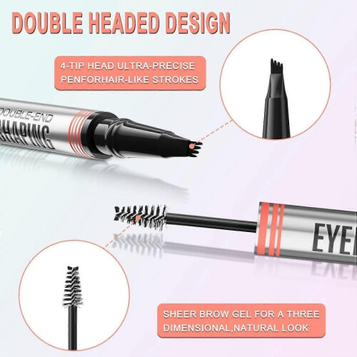 (Dark brown) Magic Eyebrow Pencil, 3D Micro Waterproof Eyebrow Pencil, Microblading Eyebrow Pencil with 4 Fork Tips, Creates Natural Eyebrows 1