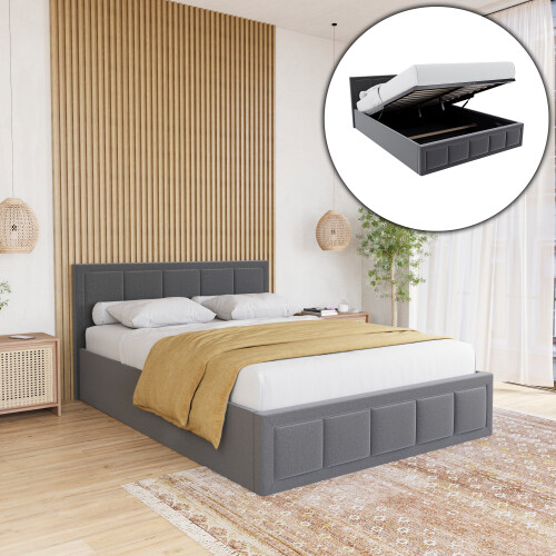 Vida Designs (Double, Dark Grey) Vanita Modern Ottoman Storage Fabric Bed UKFR