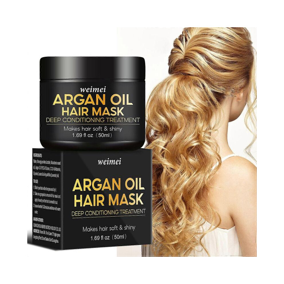 (1pc) Argan Oil Mask - Deep Conditioning Treatment for Dry, Damaged Hair - Hydrating Repair Treatment for Split Ends - With Collagen and Keratin for C