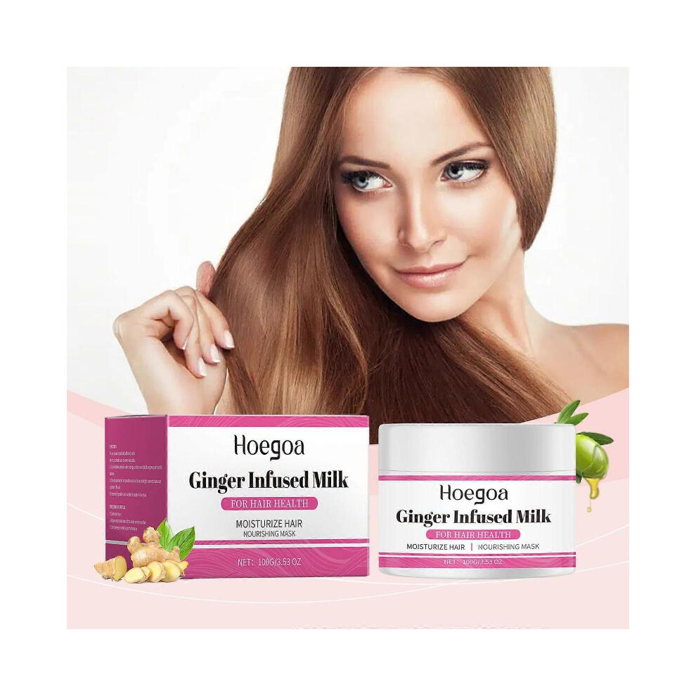 (1Pcs) Ginger Milk Hair Mask, Ginger Infused Milk Hair Mask, Deep Conditioning Hair Mask For Dry Damaged Hair And Growth
