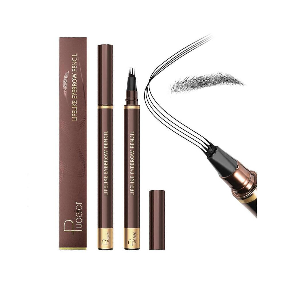 Black (Black) Eyebrow Pencil, 2Pcs Waterproof Microblading Eyebrow Pens, 4 Tip Precise Eye Brow Makeup Pen For Women To Effortlessly Create Natural Brows