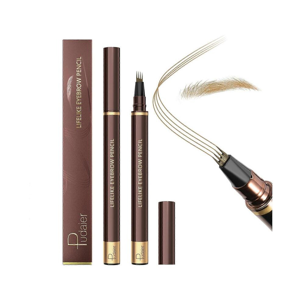 Brown (Light ) Eyebrow Pencil, 2Pcs Waterproof Microblading Eyebrow Pens, 4 Tip Precise Eye Brow Makeup Pen For Women To Effortlessly Create Natural Br