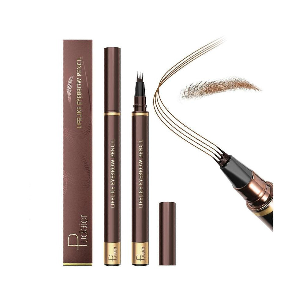 Brown (Brown) Eyebrow Pencil, 2Pcs Waterproof Microblading Eyebrow Pens, 4 Tip Precise Eye Brow Makeup Pen For Women To Effortlessly Create Natural Brows