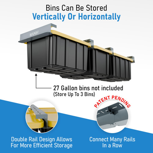 HANDT Overhead Garage Storage Rack Connectable Heavy Duty Metal Ceiling ...