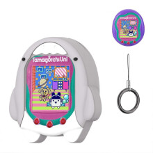 (C) Silicone Protective Case for Tamagotchi Uni Virtual Pet Machine, Shockproof Skin Cover for Tamagotchi Uni Sleeve Protector with Lanyard