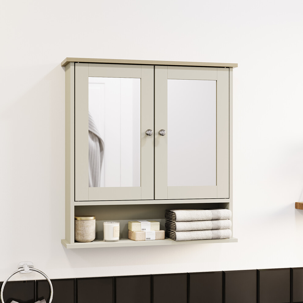 Priano 2 Door Bathroom Wall Cabinet Mirrored Shelf