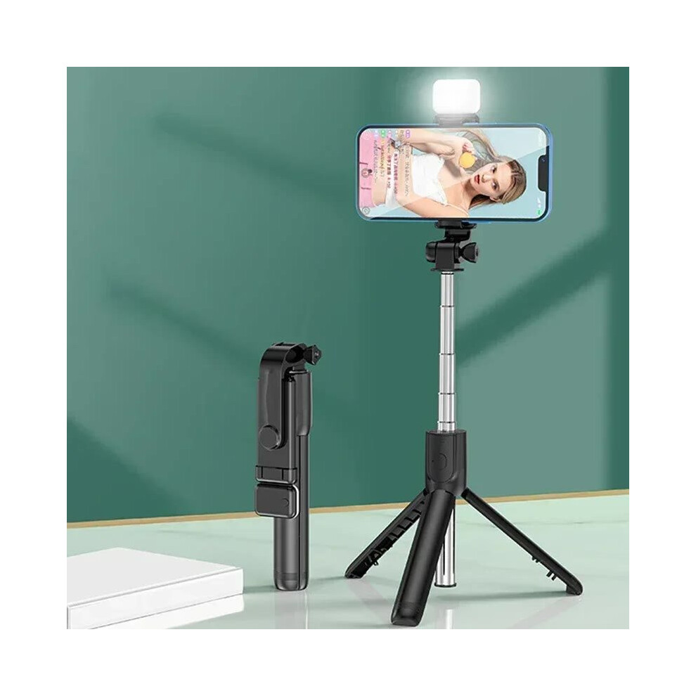 (With Black) Selfie Stick Telescopic Travel Handheld Tripod Portable Phone Stand [700Mm] Bluetooth Remote Extendable Phone Tripod Light/Black 5303223857129