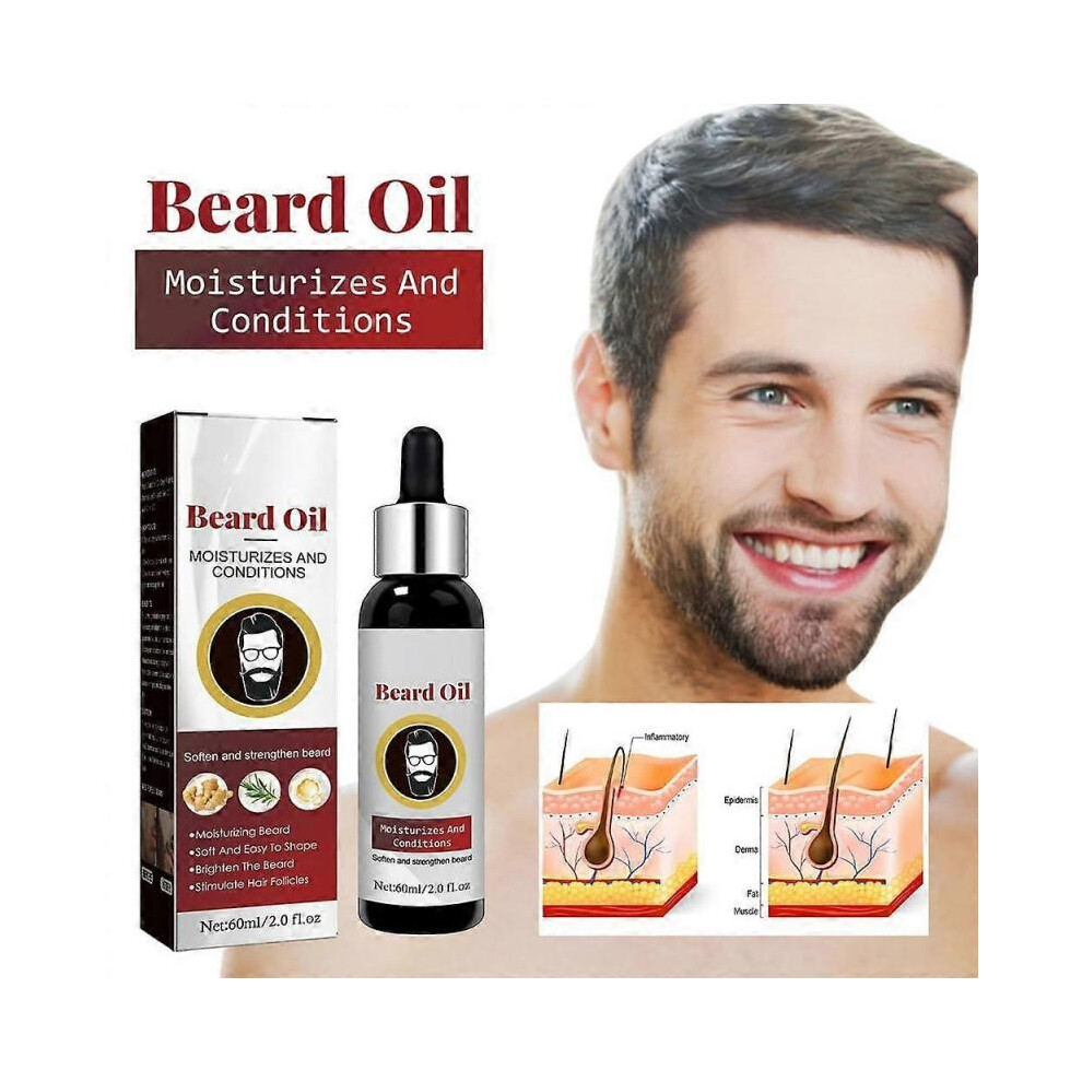 (2PCS -120ML) Beard Growth Oil - Beard Thickening Regrowth treatment Serum Natural Conditioning Beard Growth Oil for Fuller Healthier Beard