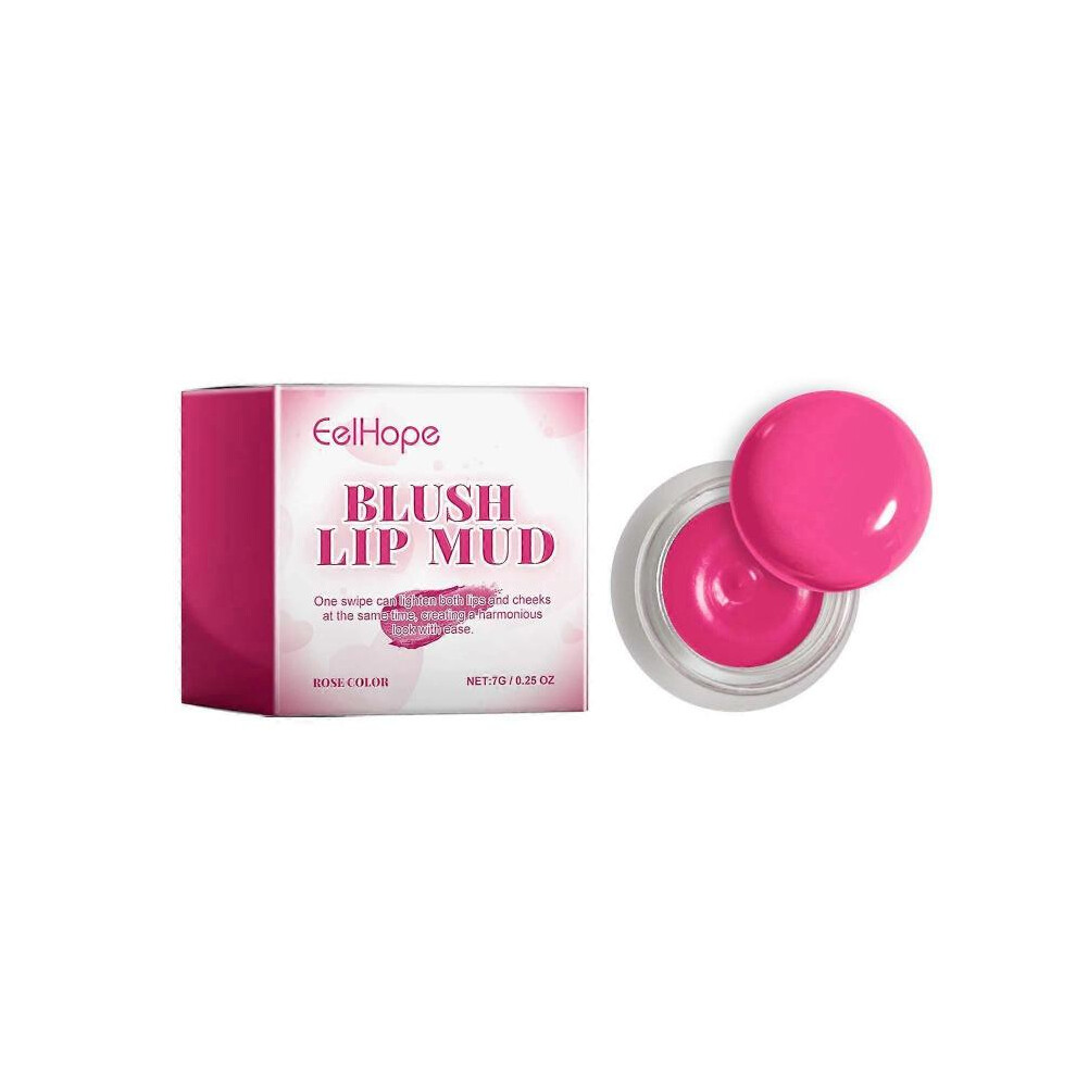 (rose Color) Velvet Lip Mud Blush, 2-in-1 Creme Cheek Blush Blurry Pudding Pot, High Pigment Lipstick Blush Lasting Tint Lip Clay